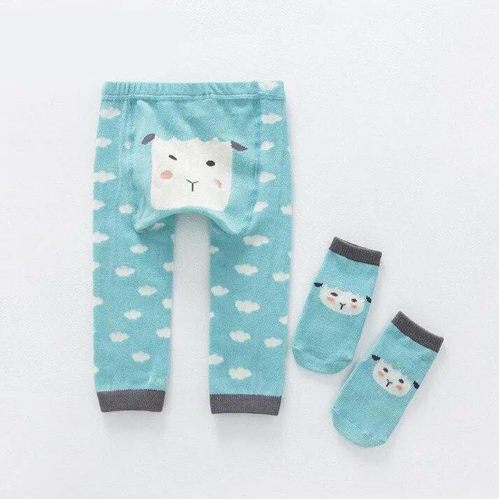 2Pcs/Set Baby Cute Animal Winter Warm Soft Combed Cotton Tights