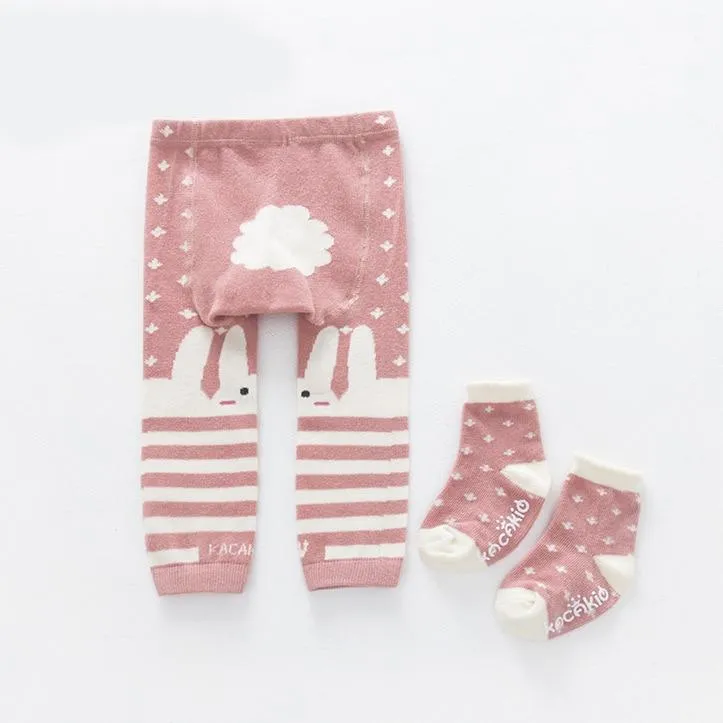 2Pcs/Set Baby Cute Animal Winter Warm Soft Combed Cotton Tights