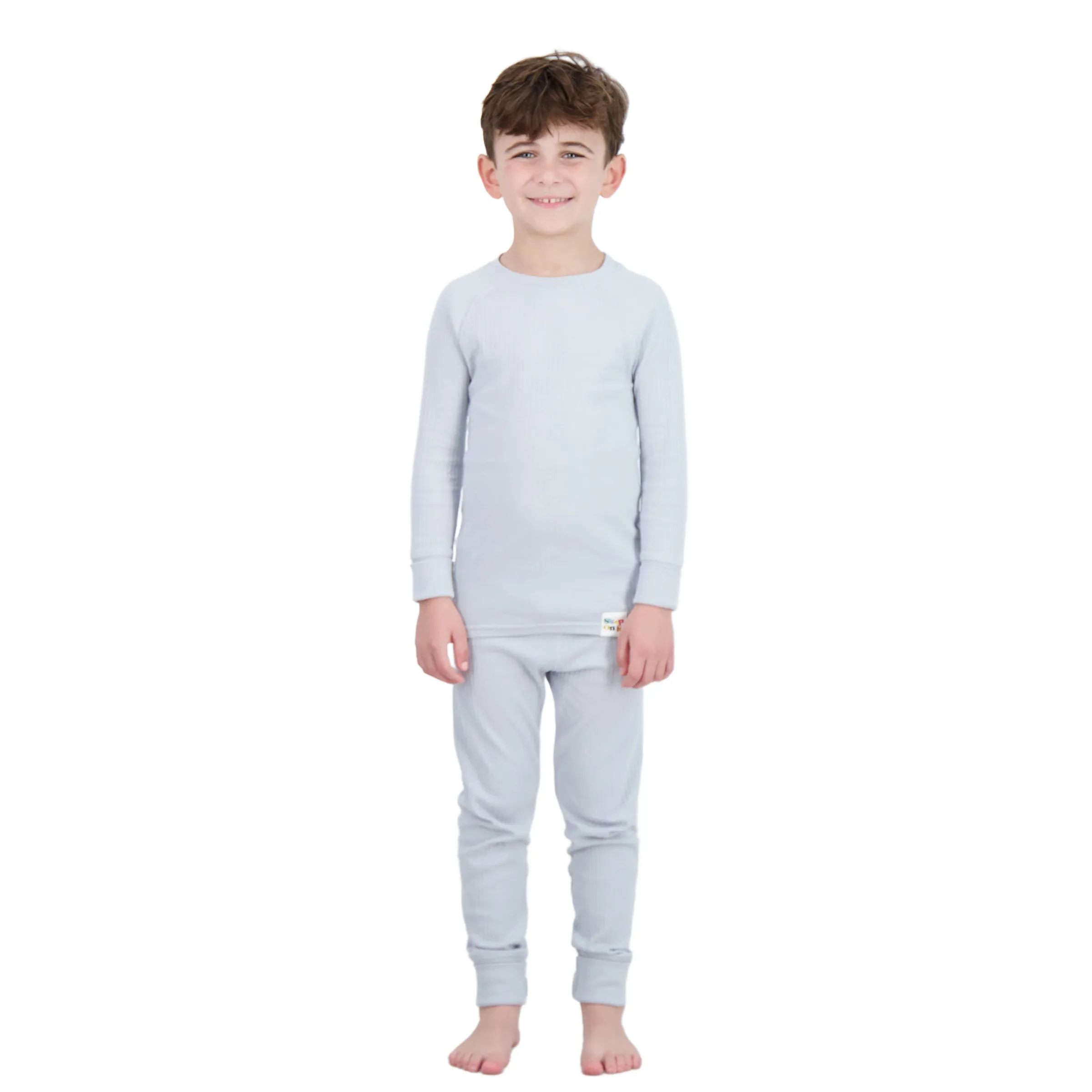 4-Piece 100% Organic Cotton Rib Knit Pajama Sets for Boys & Girls, Green & Gray