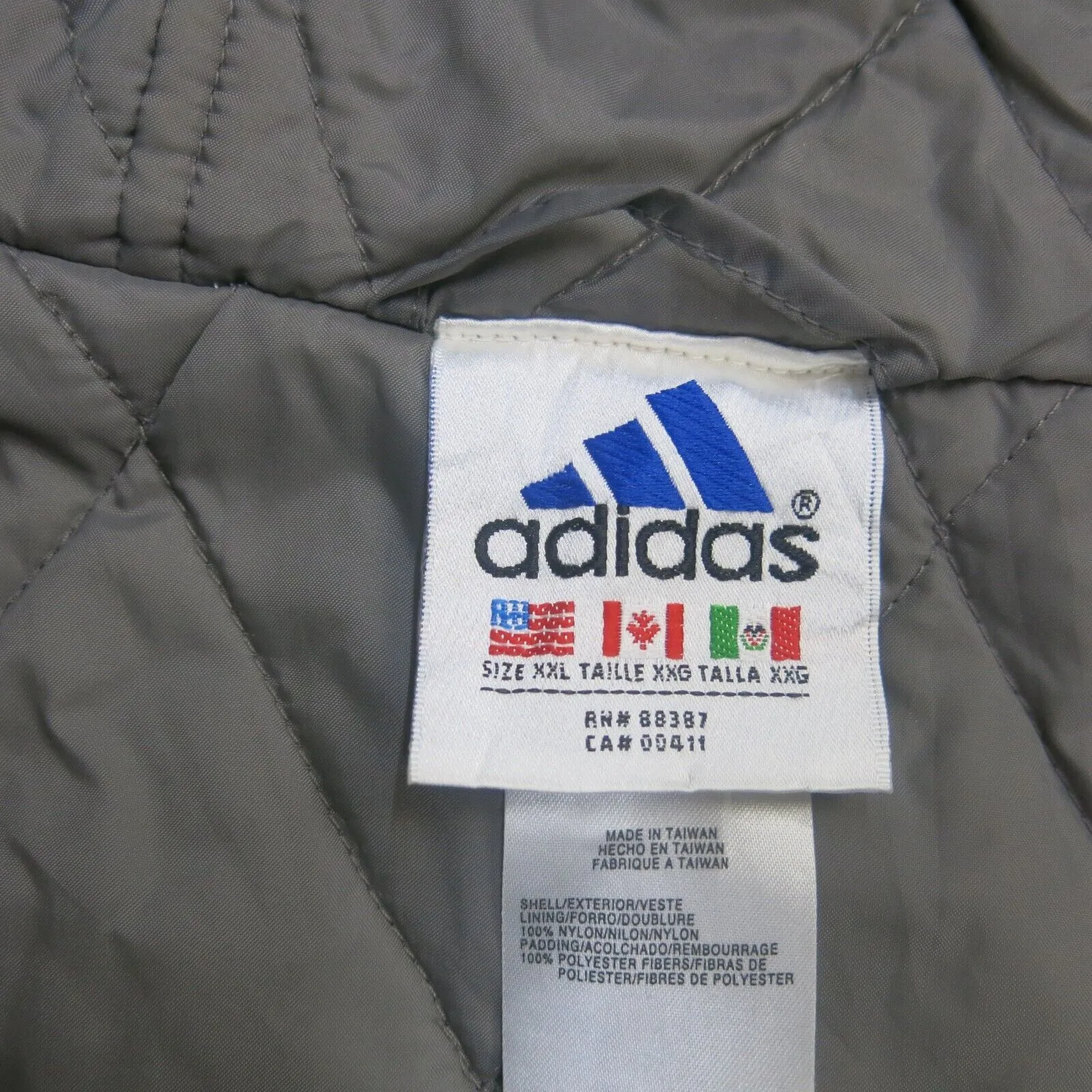 Adidas Jacket Mens 2XL Gray Windbreaker Hooded Logo Lightweight Outdoor Parka