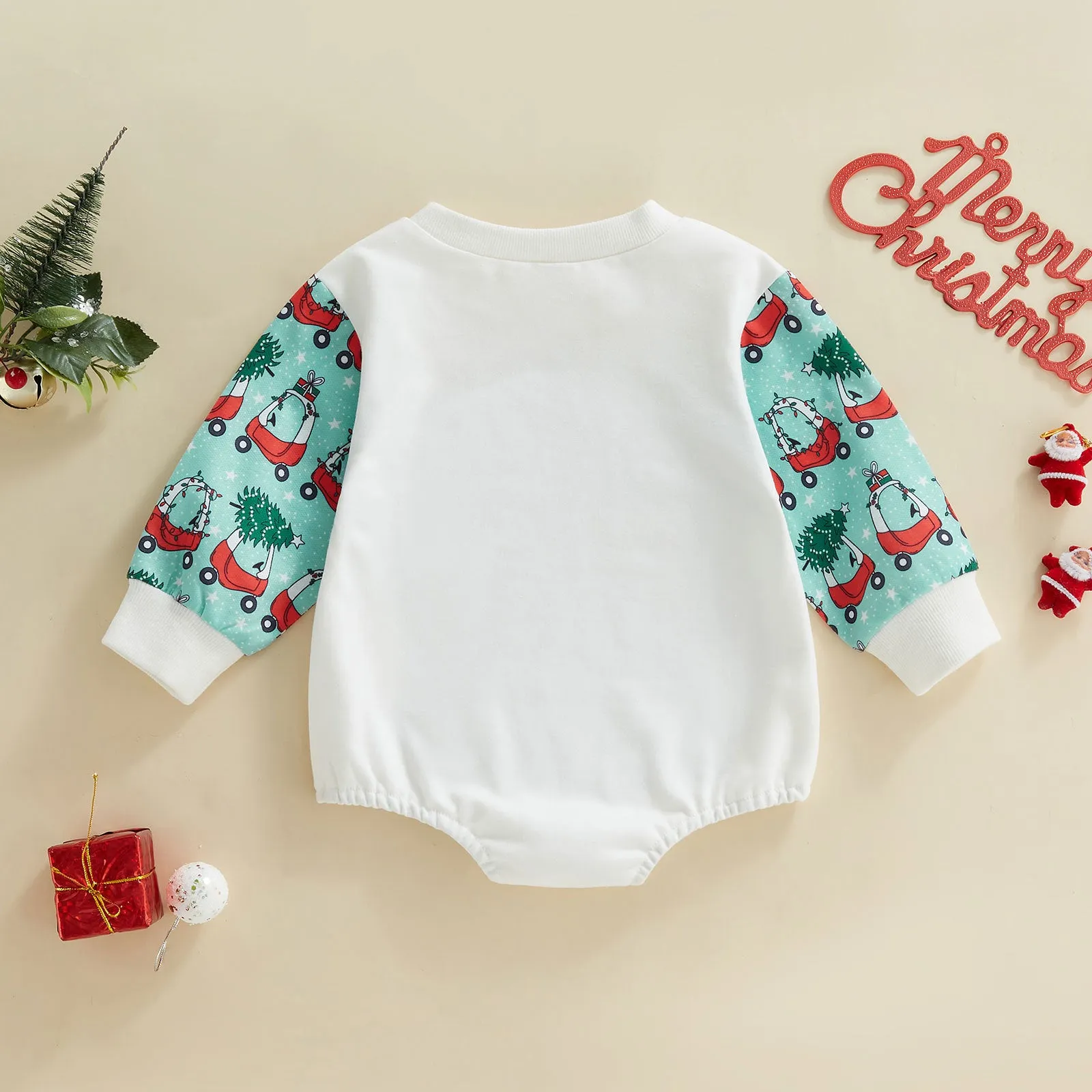 Baby Boys Girls Color Blocking Cartoon Christmas Print Jumpsuit