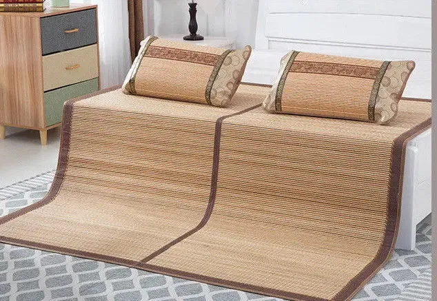 Bamboo Sleeping Mat Plus 2 Pillow Case Both Side Sheet Rug Floor Cool Mat 双面折叠竹凉席加两枕套 BMR04