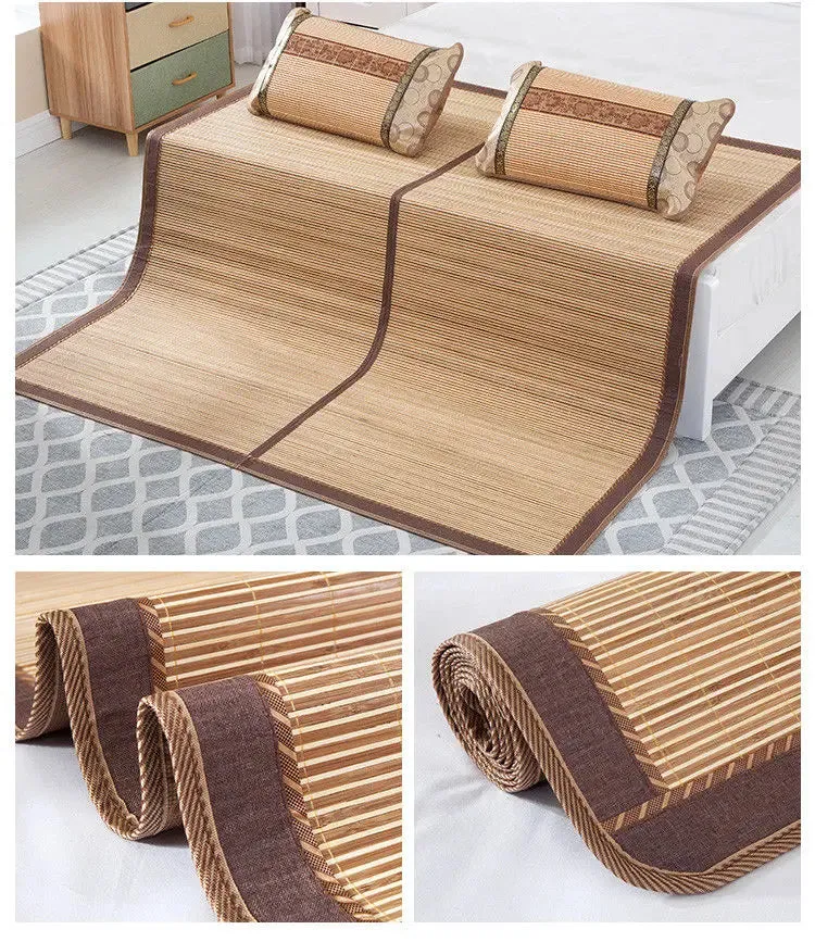 Bamboo Sleeping Mat Plus 2 Pillow Case Both Side Sheet Rug Floor Cool Mat 双面折叠竹凉席加两枕套 BMR04