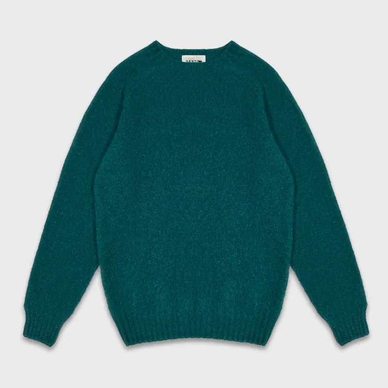 Barto Shetland Wool Crewneck Sweater Forest Green