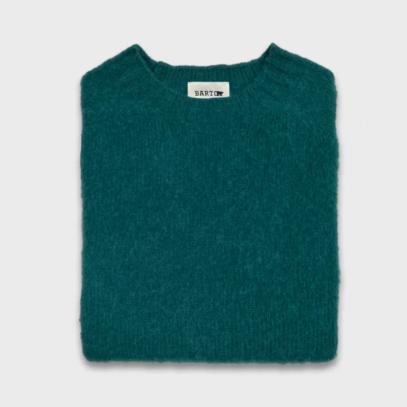 Barto Shetland Wool Crewneck Sweater Forest Green