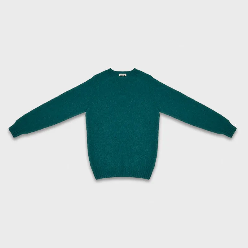 Barto Shetland Wool Crewneck Sweater Forest Green