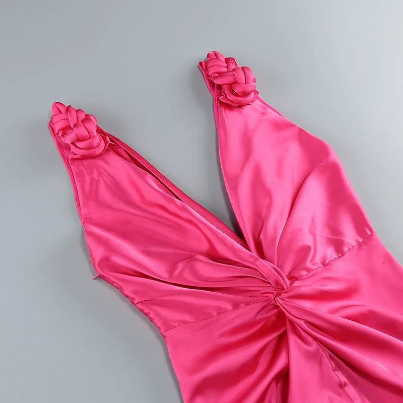 Beatrice Pink V-Neck Maxi Dress