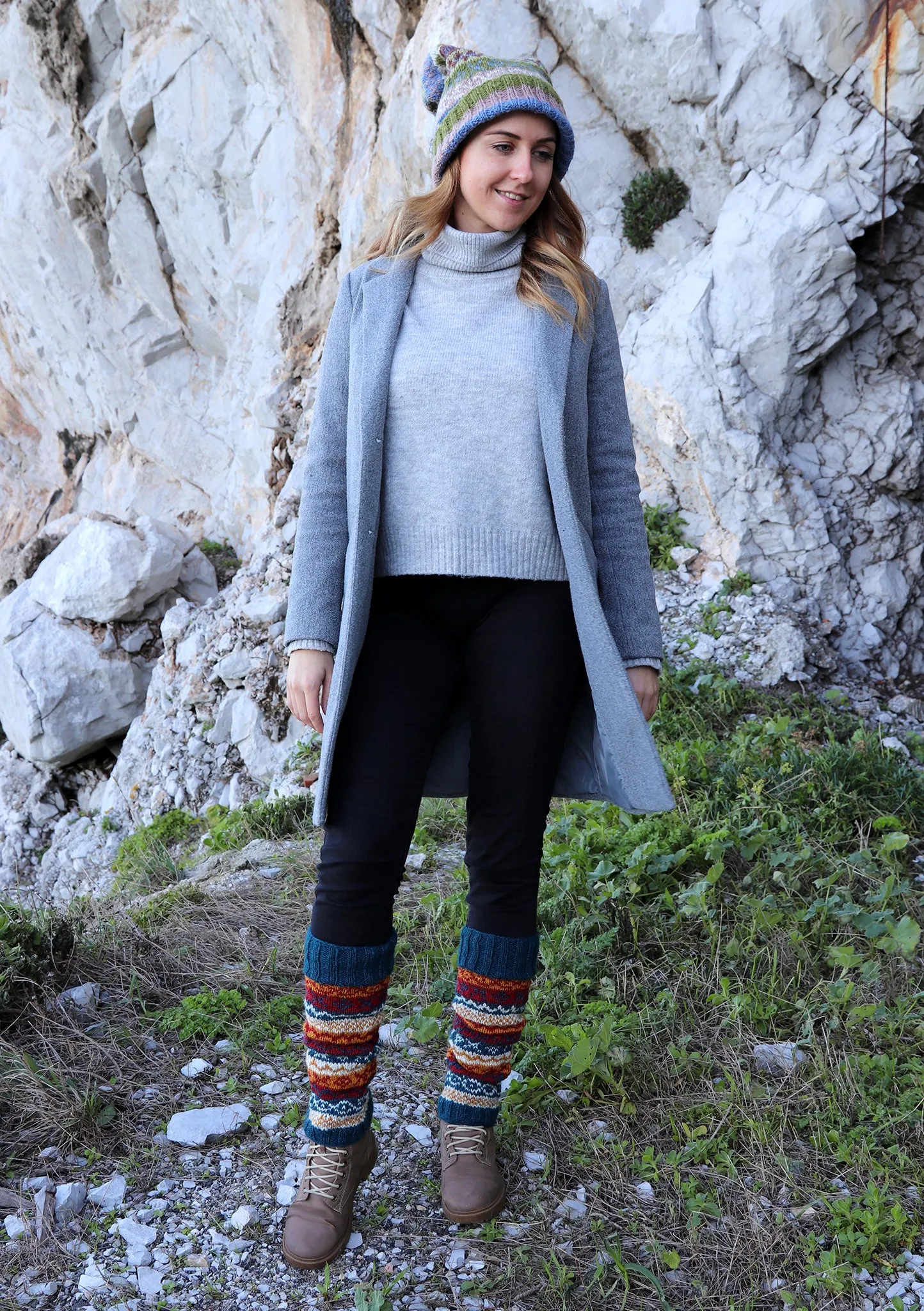 Bluish Woolen Knitted Legwarmers