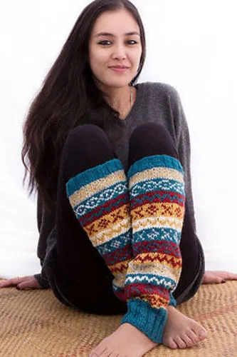 Bluish Woolen Knitted Legwarmers