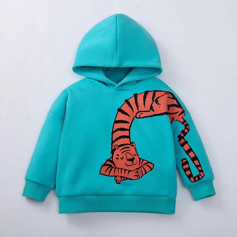 Boy's Long Sleeve Animal Print Hoodie