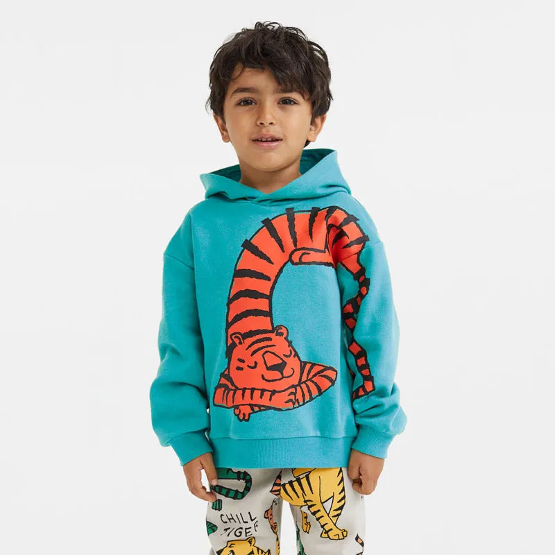 Boy's Long Sleeve Animal Print Hoodie