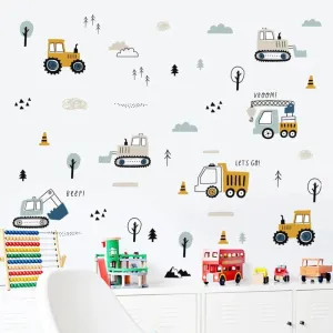 Cartoon Car Watercolor 3D Nursery Wall Sticker