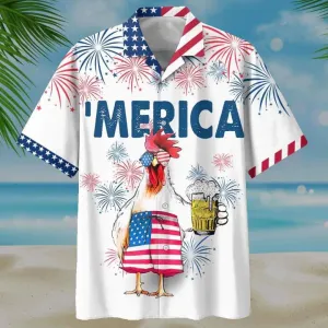 Chicken And Beer 4th of july Hawaiian Shirt, Hawaiian shirts for men, Women