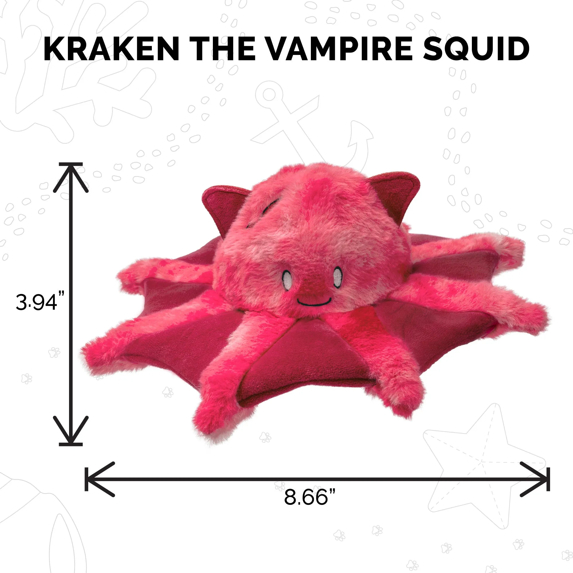 Crinkle Plush Dog Toy - Kraken the Vampire Squid