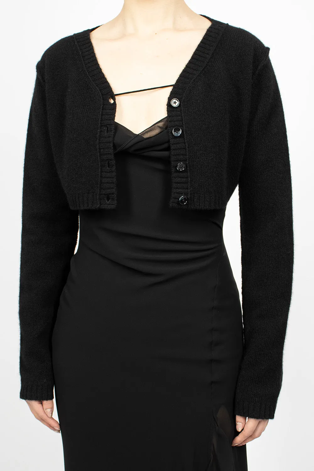 Cropped Knit Cardigan Black