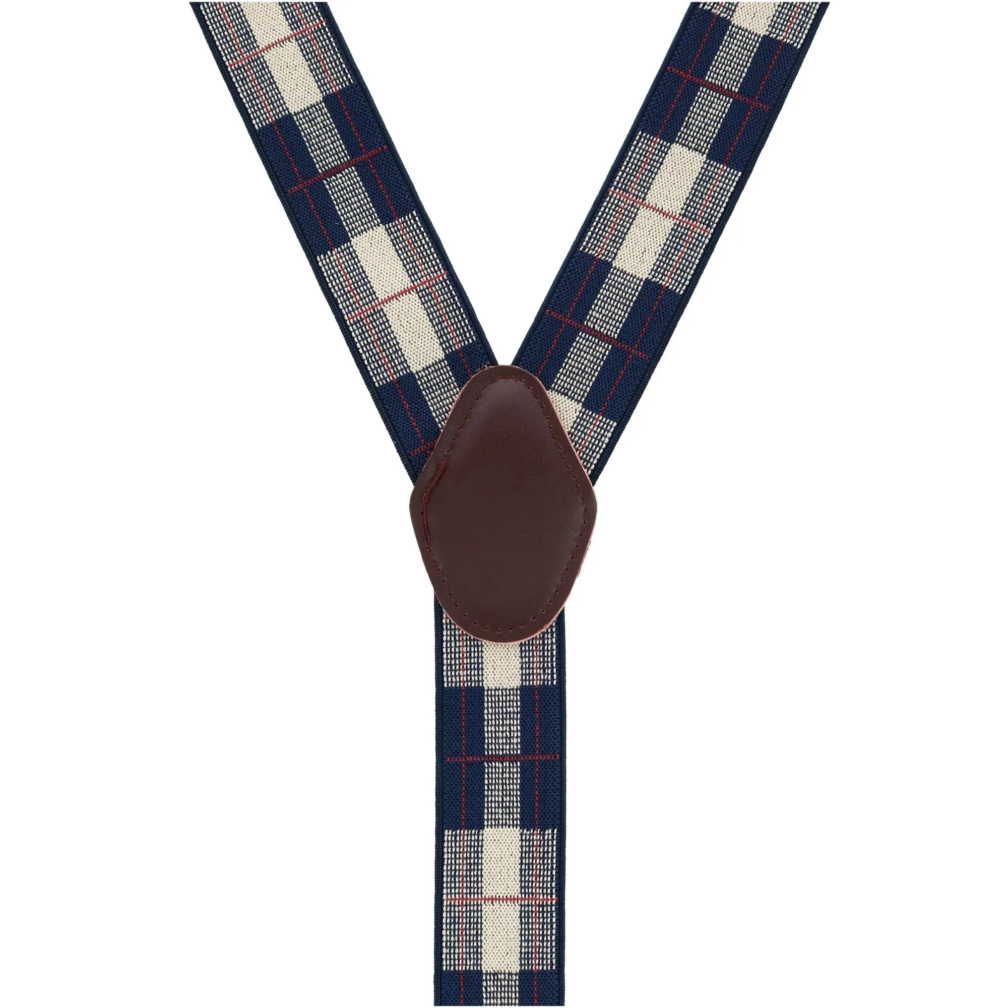 CTM® Men's 1.375 Inch Wide Plaid Print Y-Back Double Clip-End Suspenders