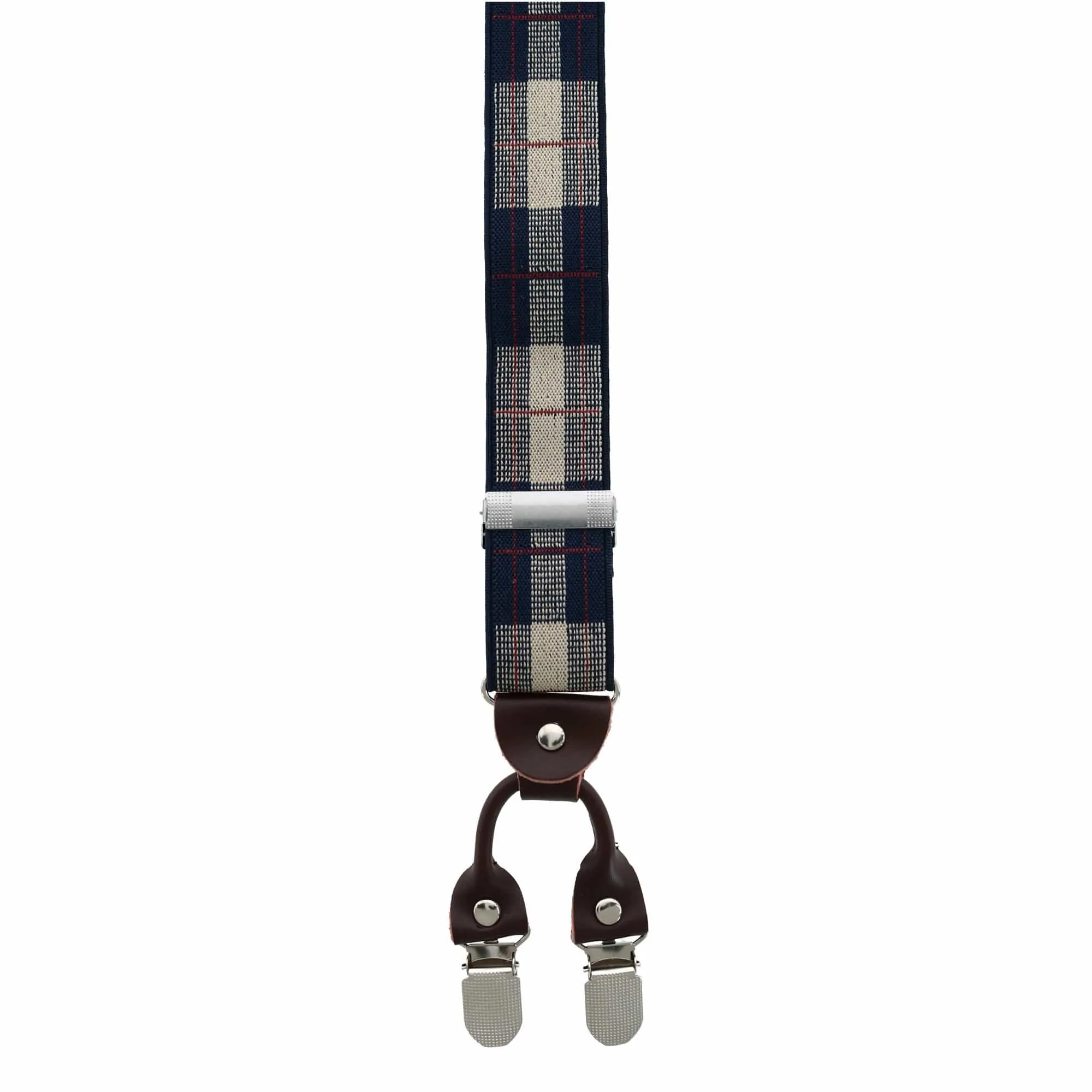 CTM® Men's 1.375 Inch Wide Plaid Print Y-Back Double Clip-End Suspenders