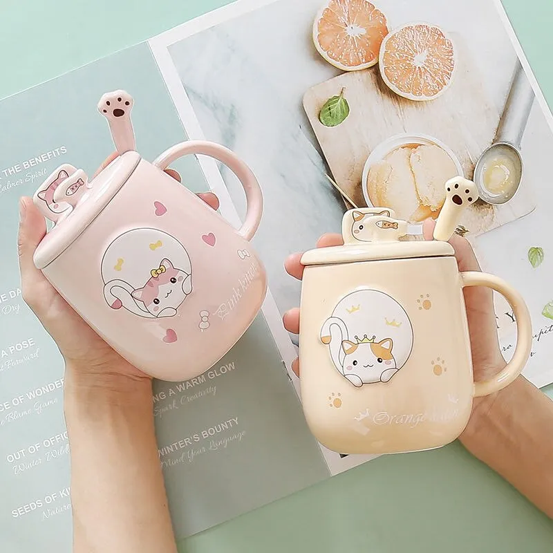 Cute Cartoon Kitty Mug Set