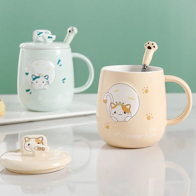 Cute Cartoon Kitty Mug Set