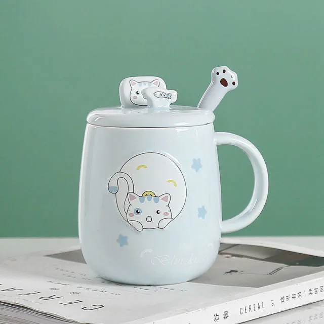 Cute Cartoon Kitty Mug Set