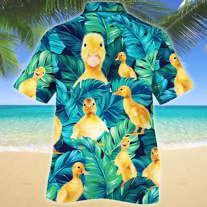 Duckling Lovers Hawaiian Shirt, Men Hawaiian Shirts - Casual Button Down Short Sleeve Shirt