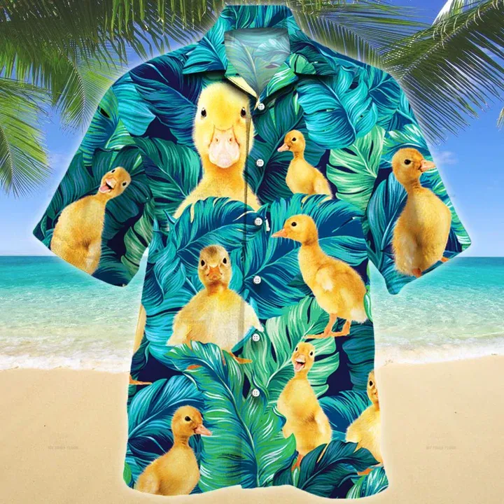 Duckling Lovers Hawaiian Shirt, Men Hawaiian Shirts - Casual Button Down Short Sleeve Shirt