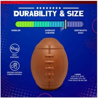 Football ULTRA DURABLE RUBBER CHEW TOY & TREAT DISPENSER Soda Pup