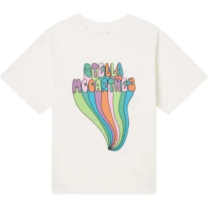 Girls White Rainbow Logo T-Shirt