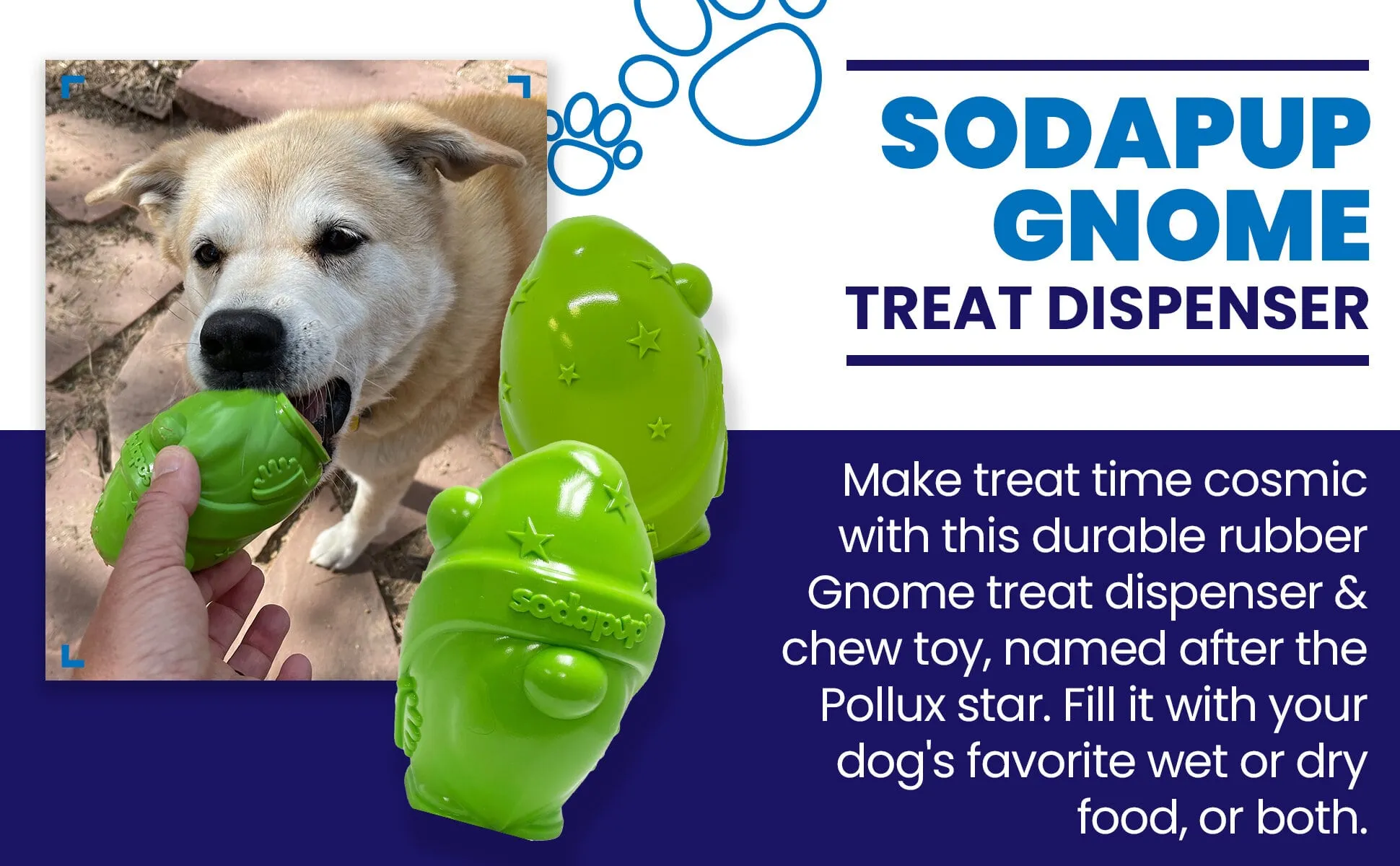 Gnome Durable PUP-X  Rubber eDispenser Chew Toy & Treat Dispenser