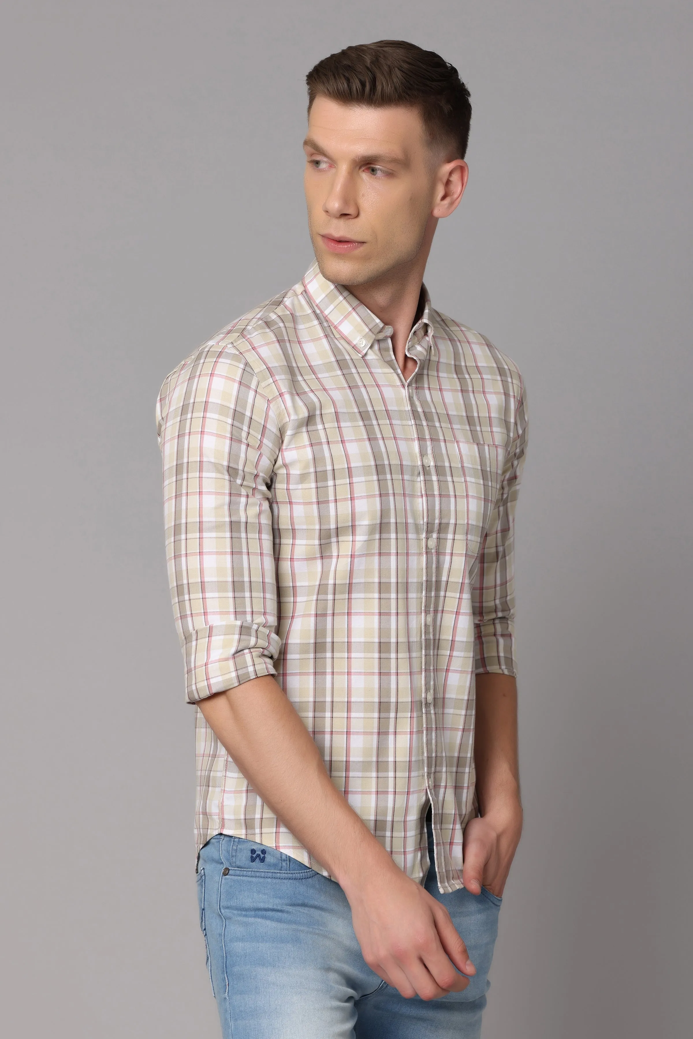 Grey Check Full Sleeve Shirt