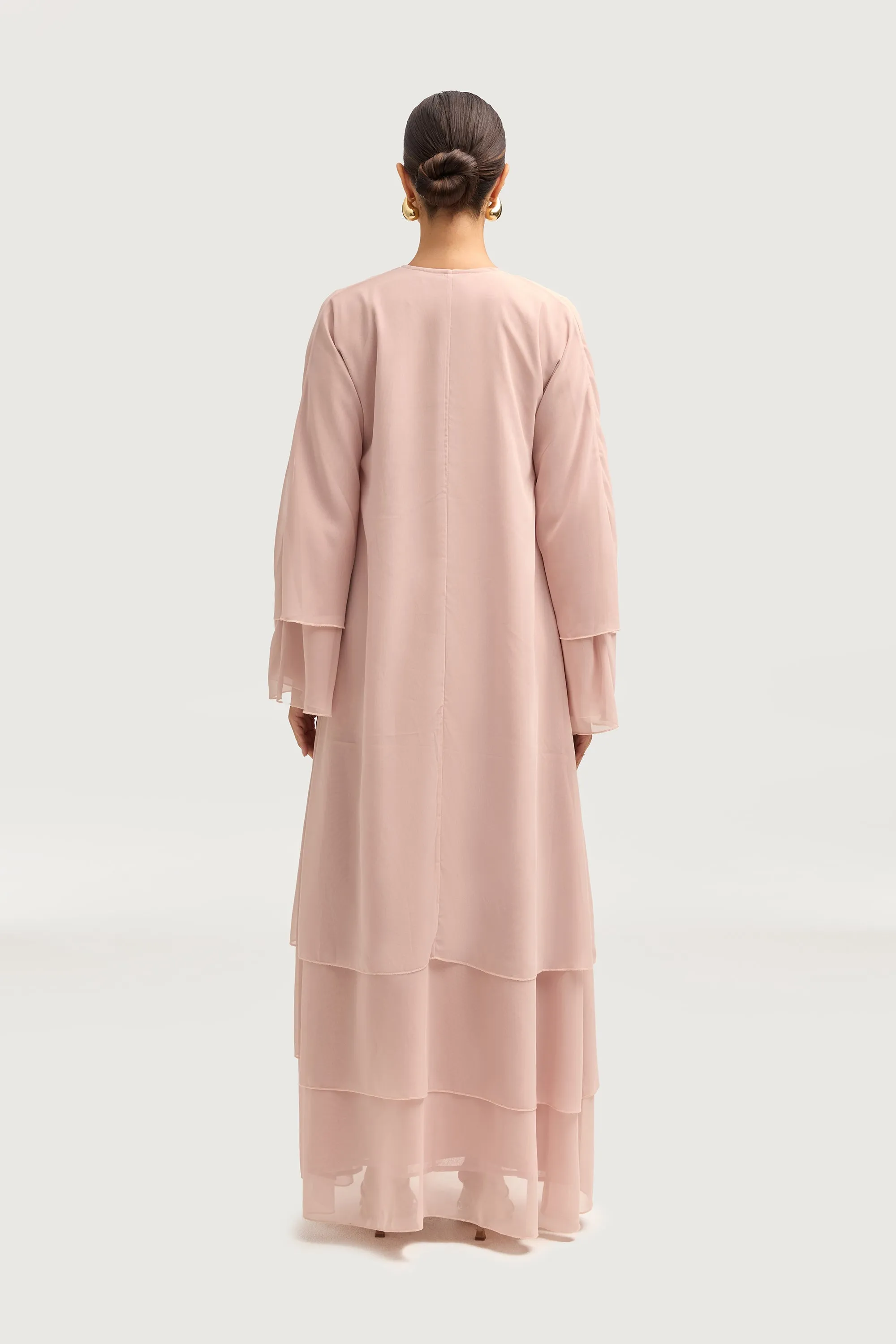 Hawa Two Piece Abaya & Dress Set - Jasmine Pink