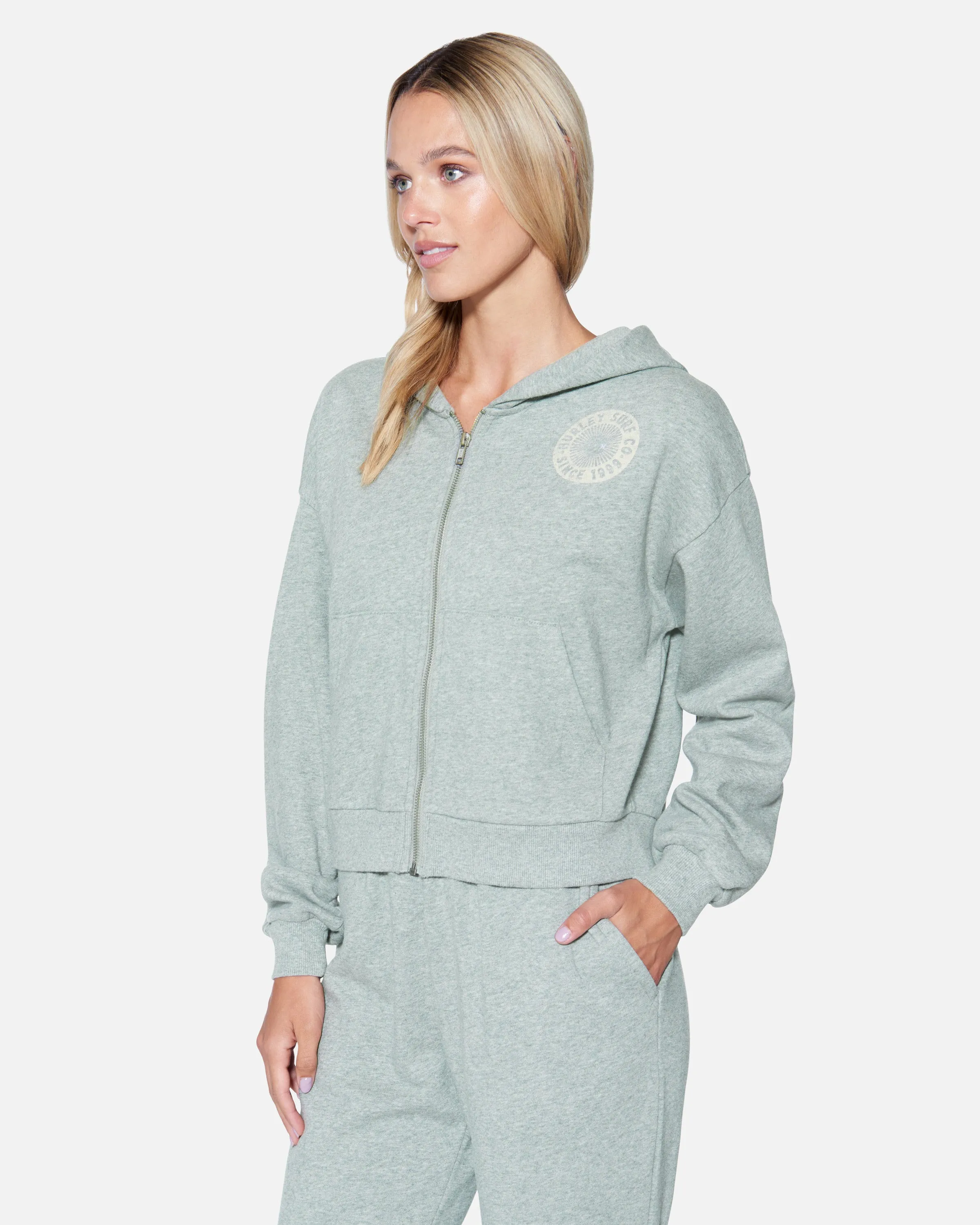 Hot Spot Crop Zip Up Hoodie