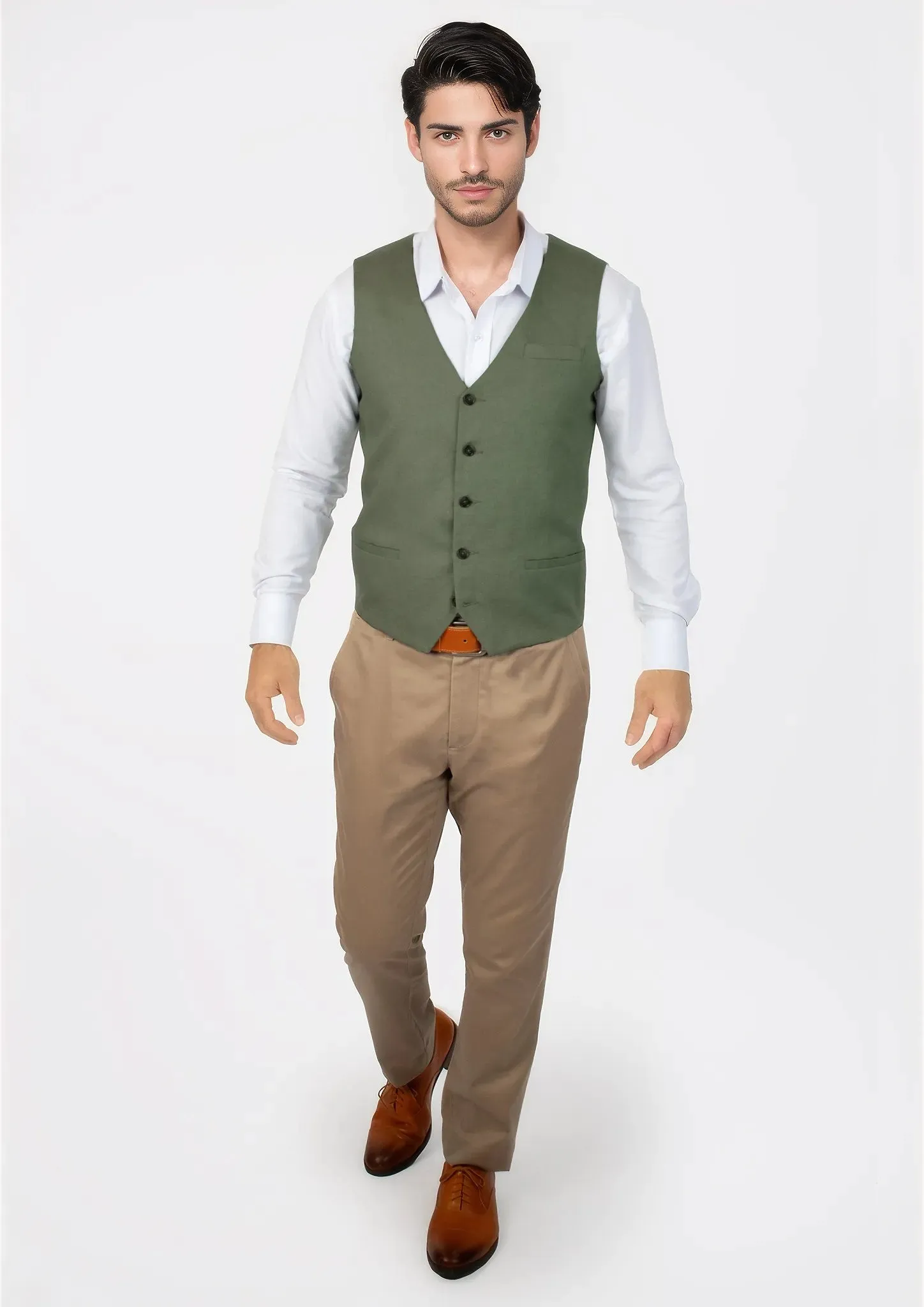 Juniper Green Linen Vest