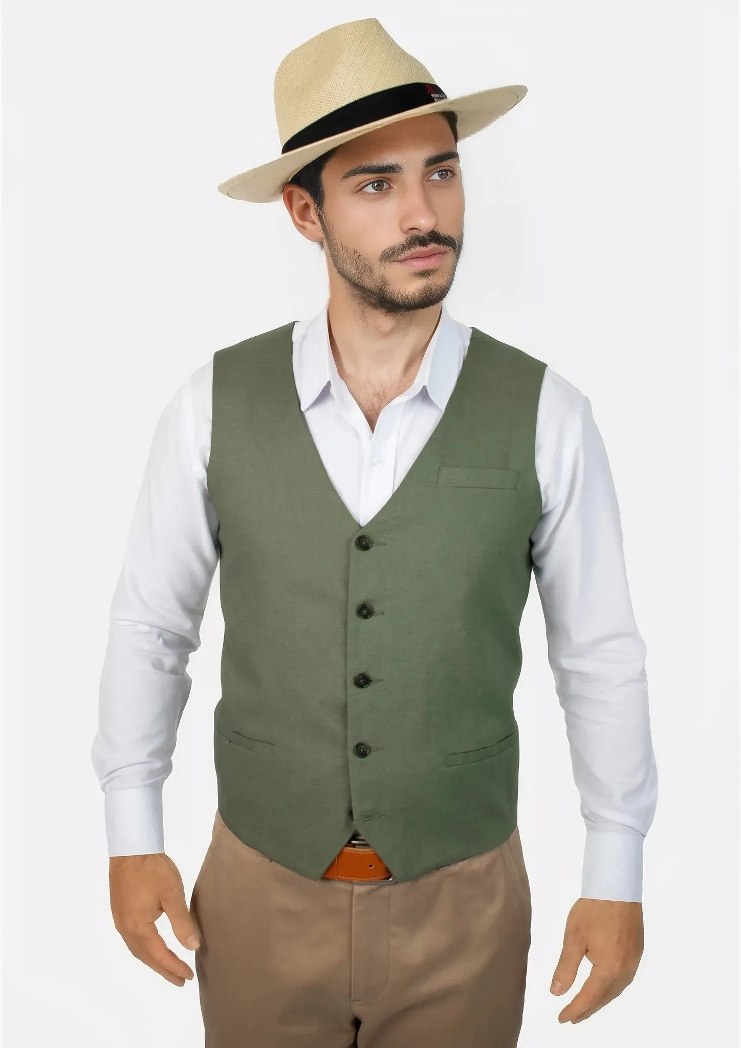 Juniper Green Linen Vest