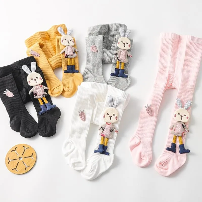 Kids Girls Cotton Knitted Cute Doll Cartoon Tights