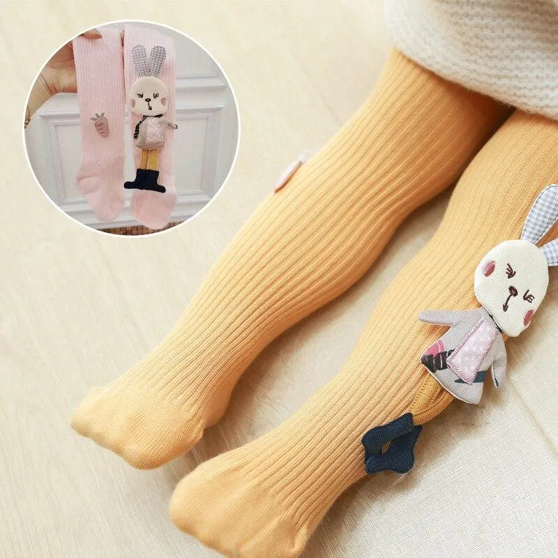 Kids Girls Cotton Knitted Cute Doll Cartoon Tights