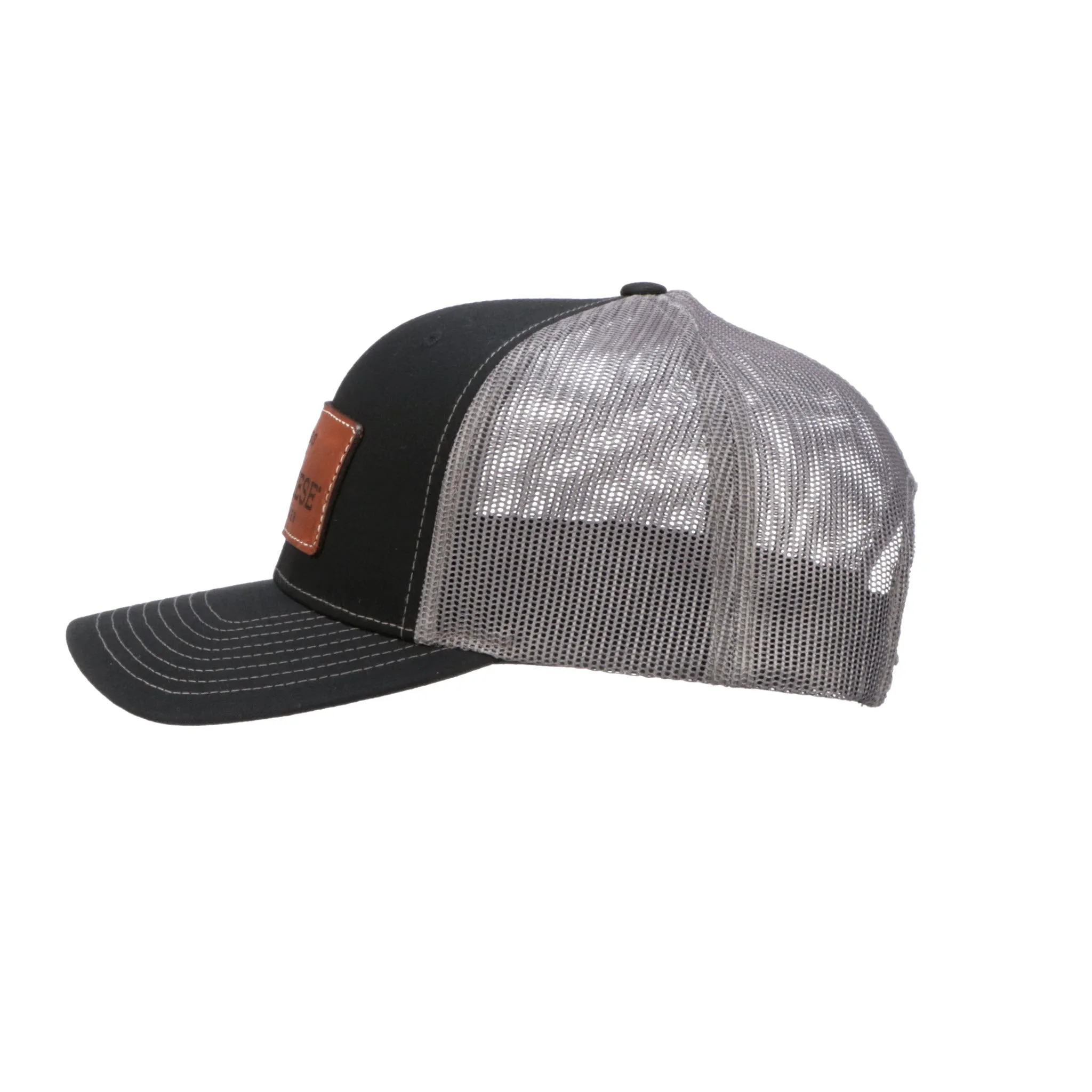 Leather Patch Cap :: Black   Charcoal