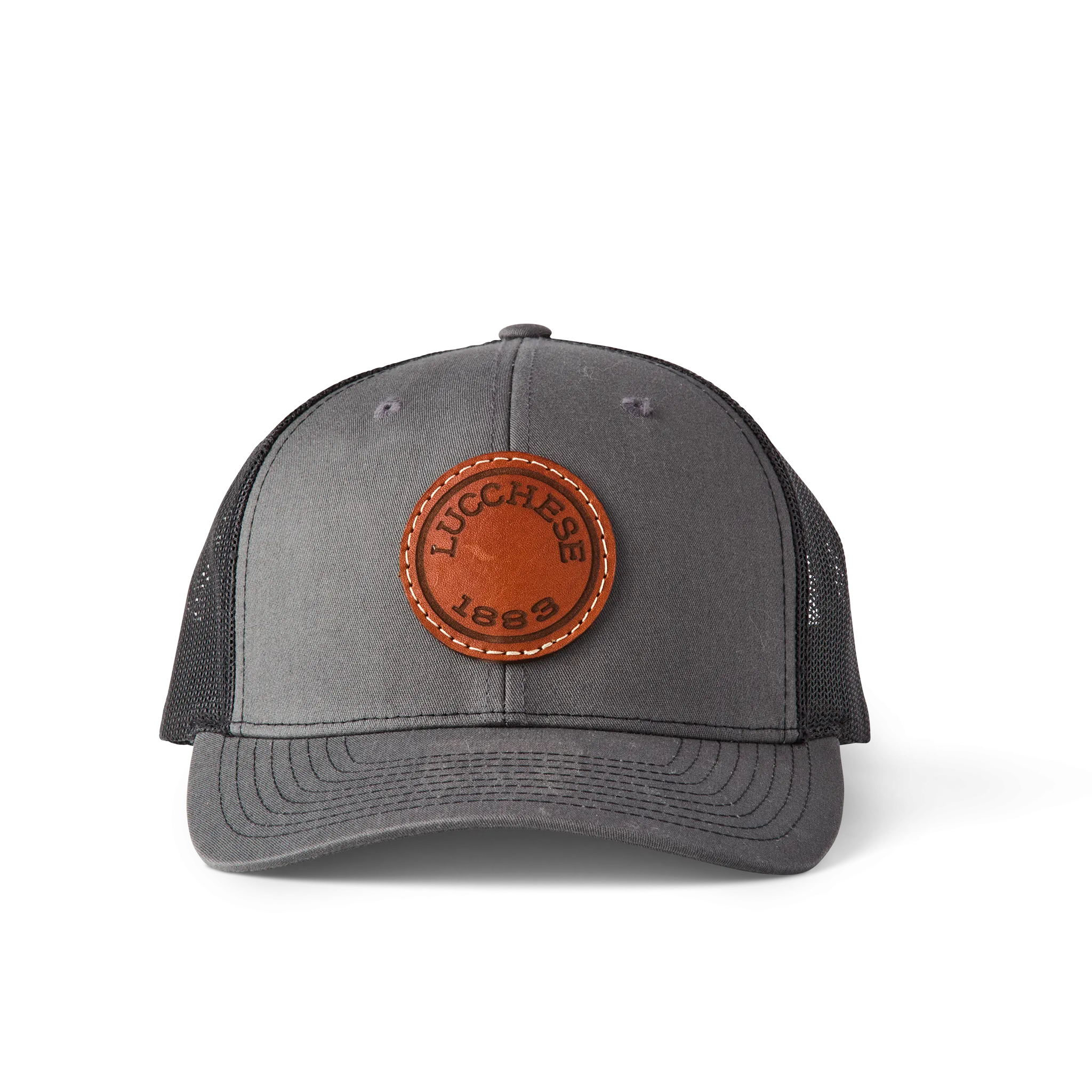 Leather Patch Cap Round :: Charcoal   Black