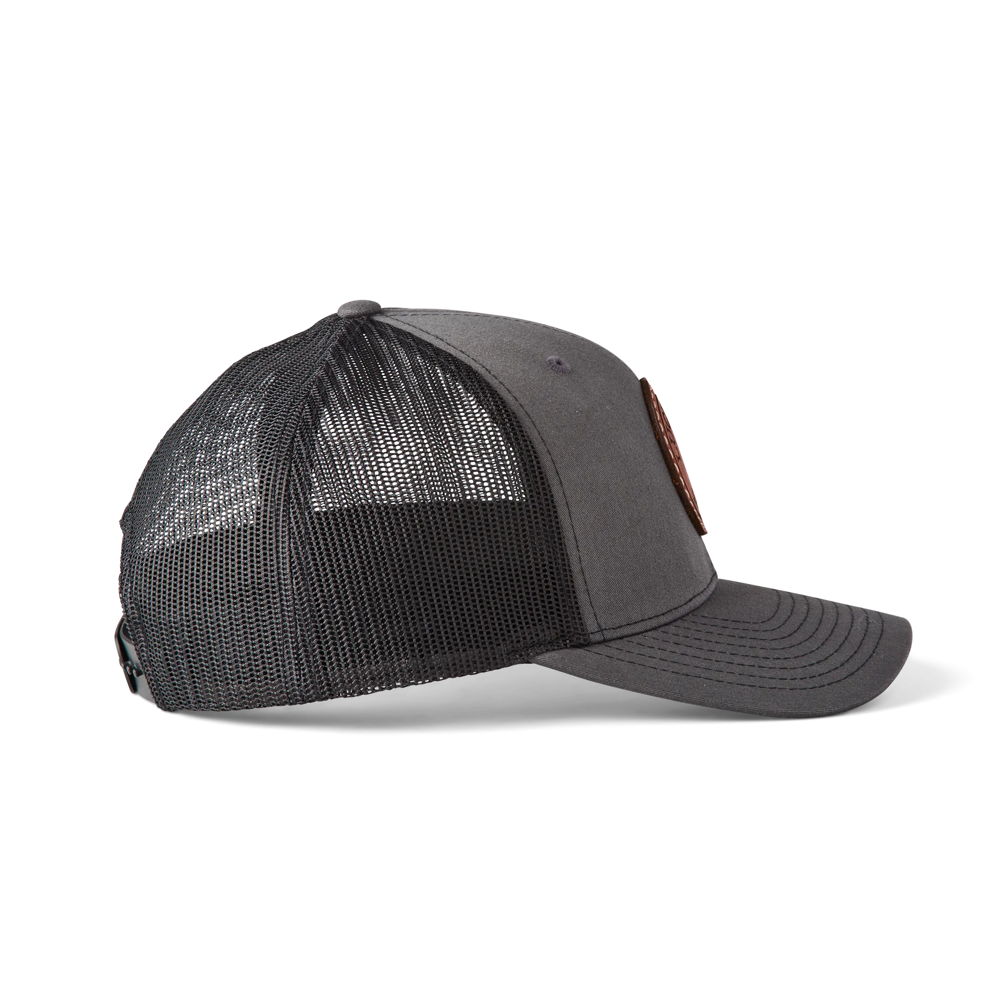 Leather Patch Cap Round :: Charcoal   Black