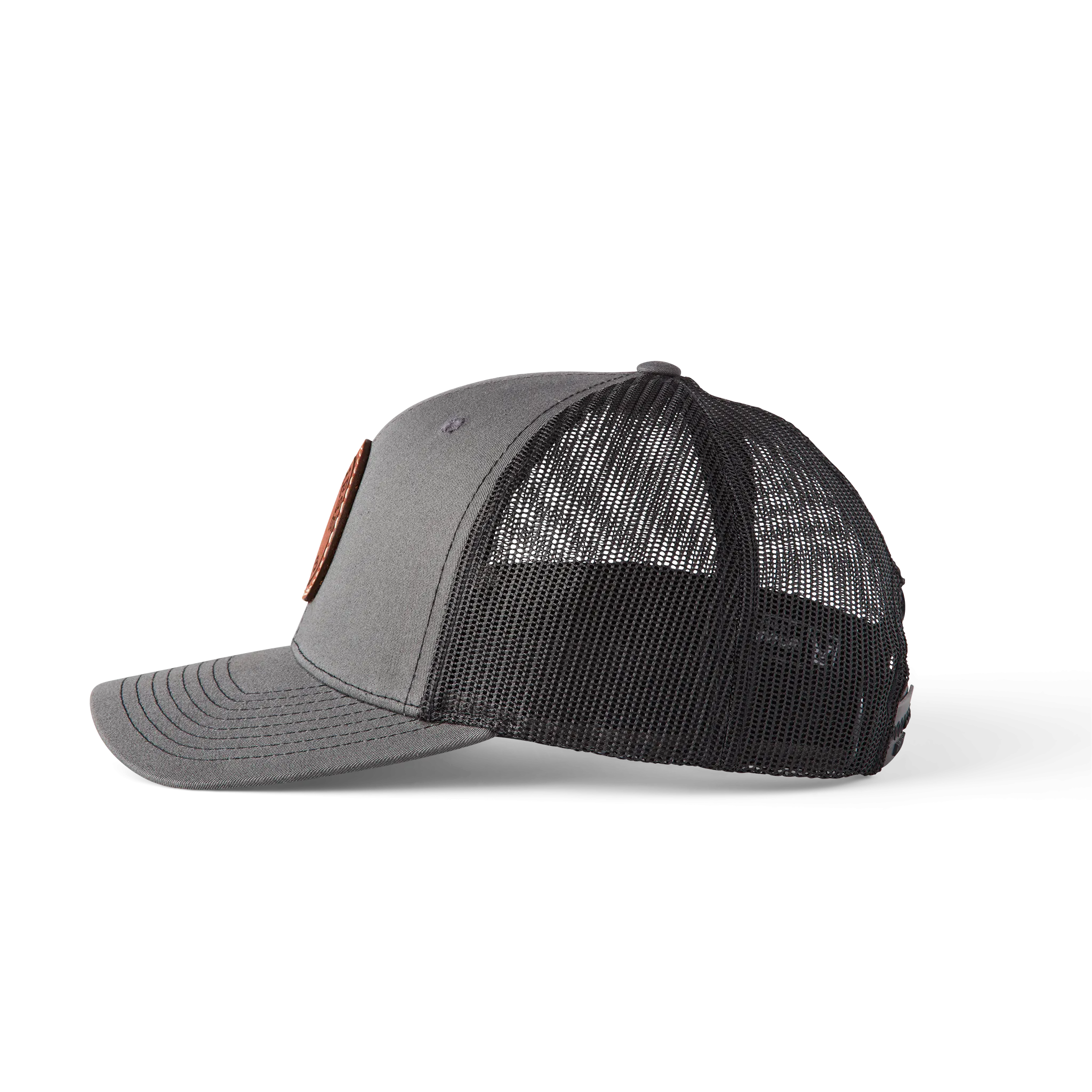 Leather Patch Cap Round :: Charcoal   Black