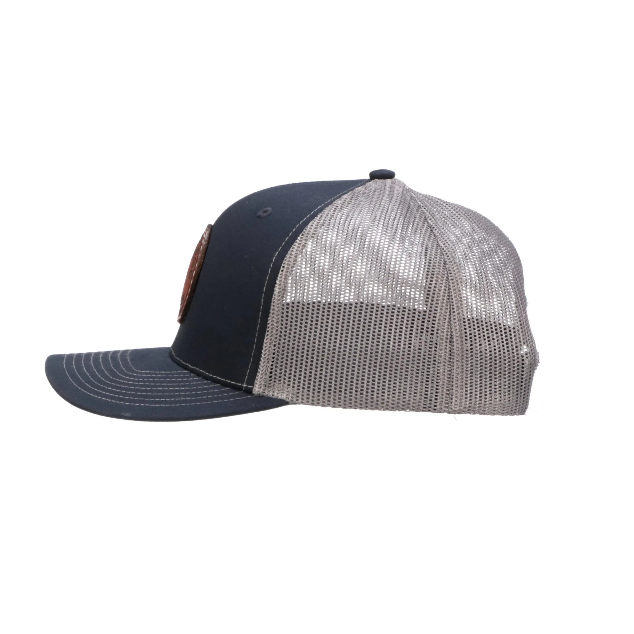 Leather Patch Cap Round :: Navy   Charcoal