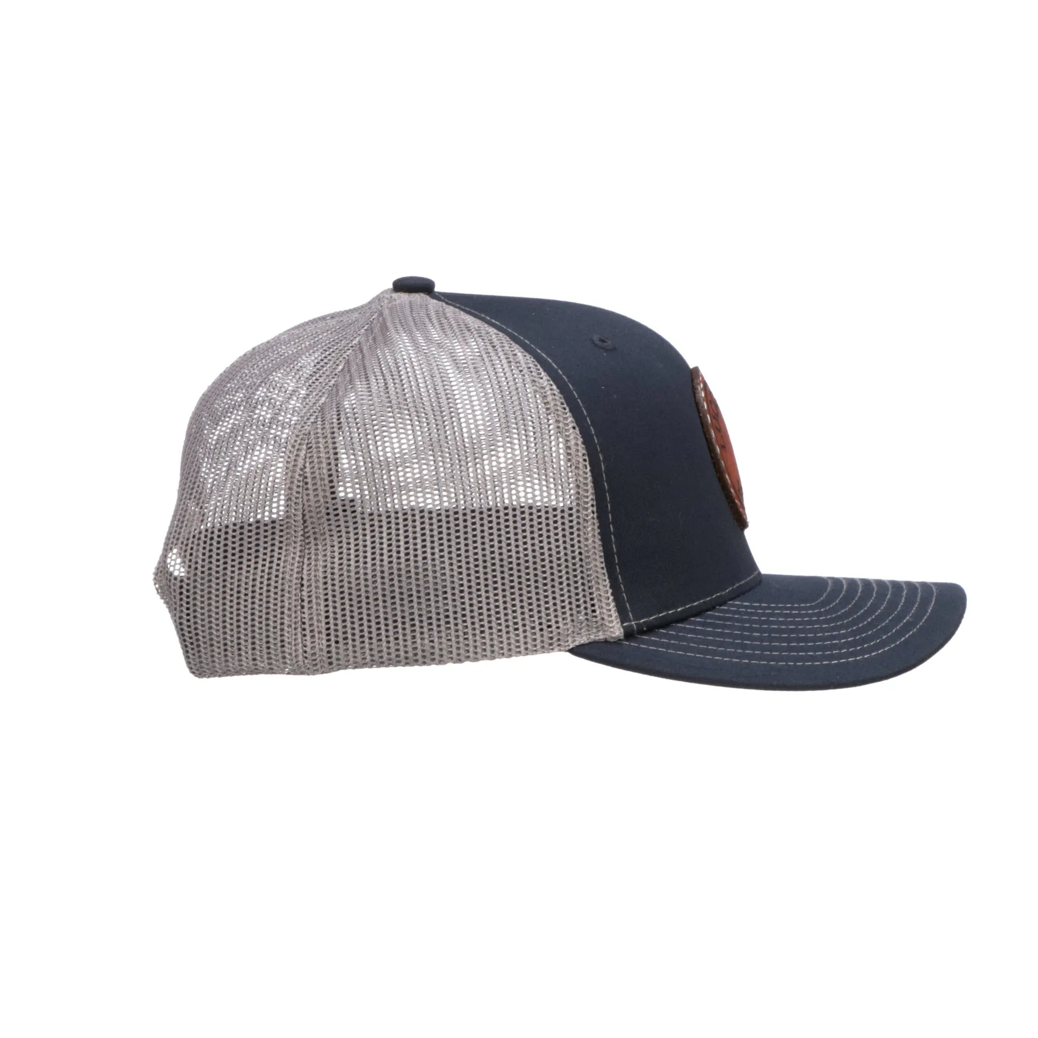 Leather Patch Cap Round :: Navy   Charcoal