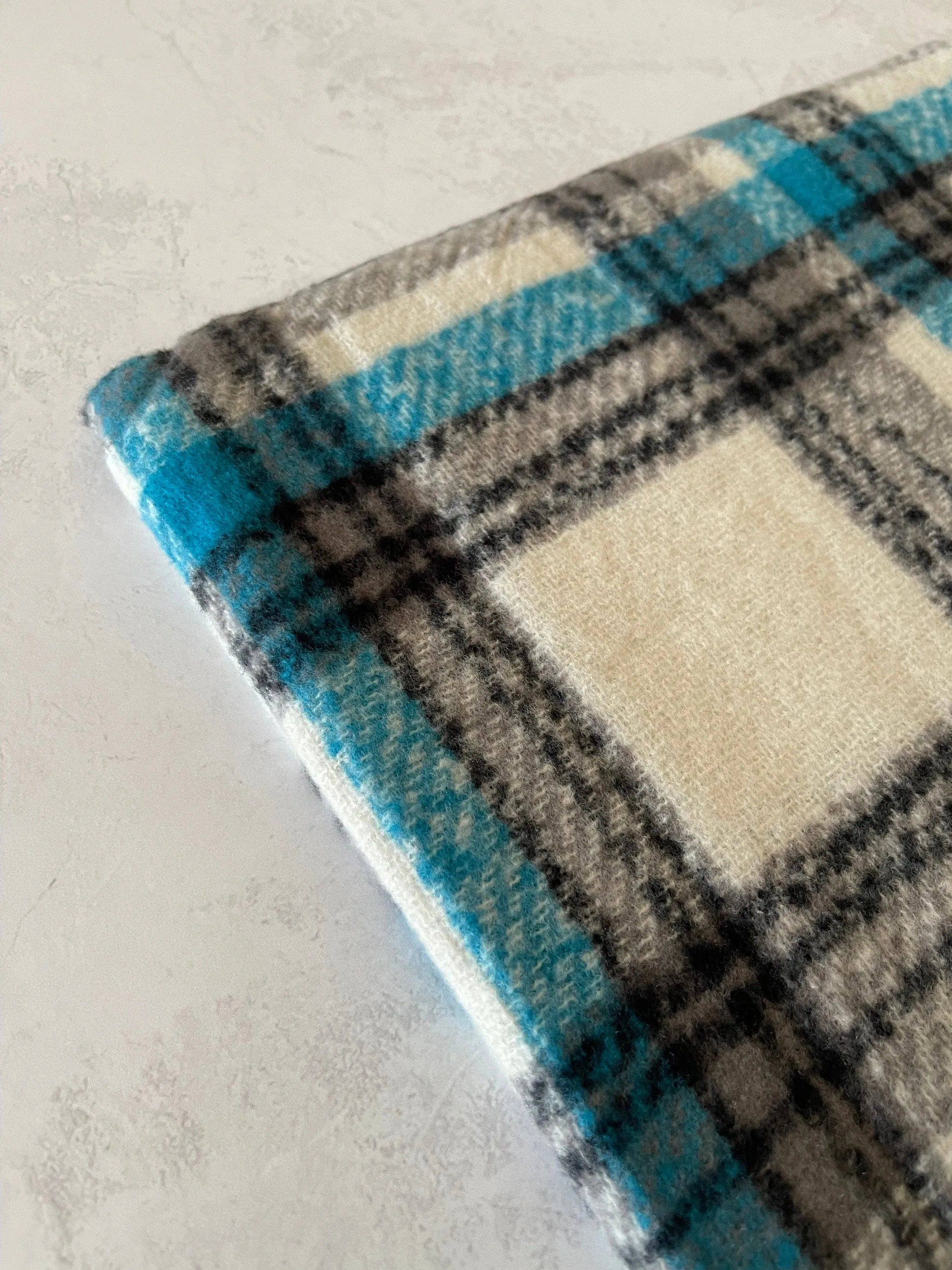 LONG WHITE CASHMERE MIX CHECKED TARTAN SCARF