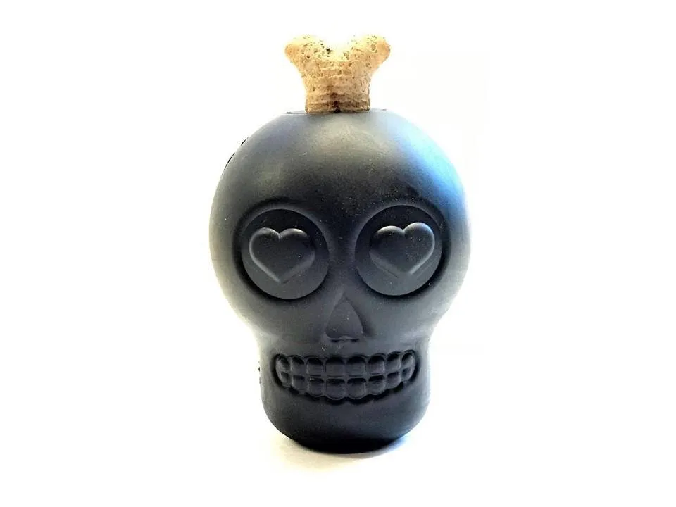 Magnum Sugar Skull eDispenser Ultra-Durable Chew Toy & Treat Dispenser - Black