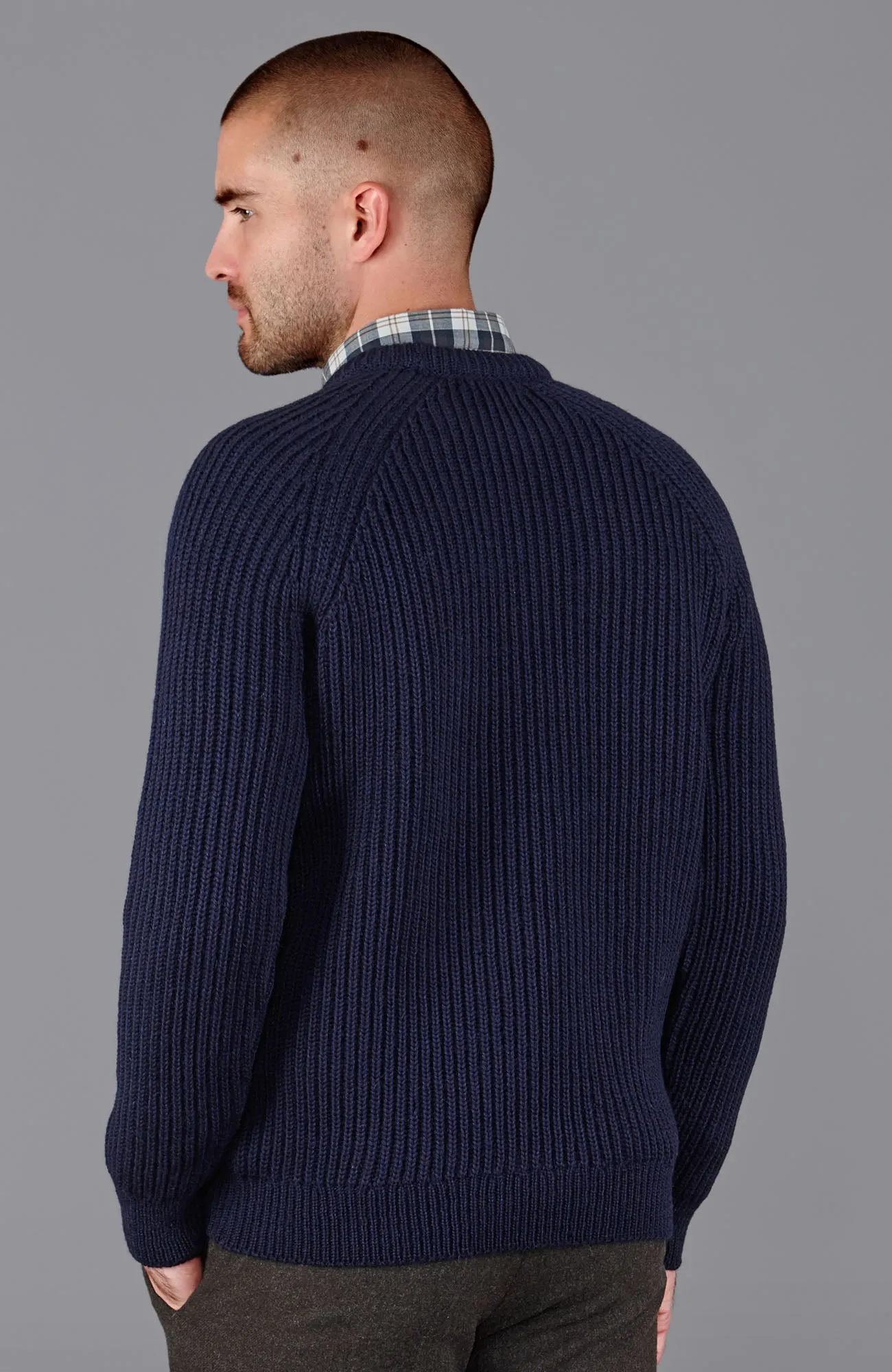 Mens British Wool Heavyweight Ribbed Jumper