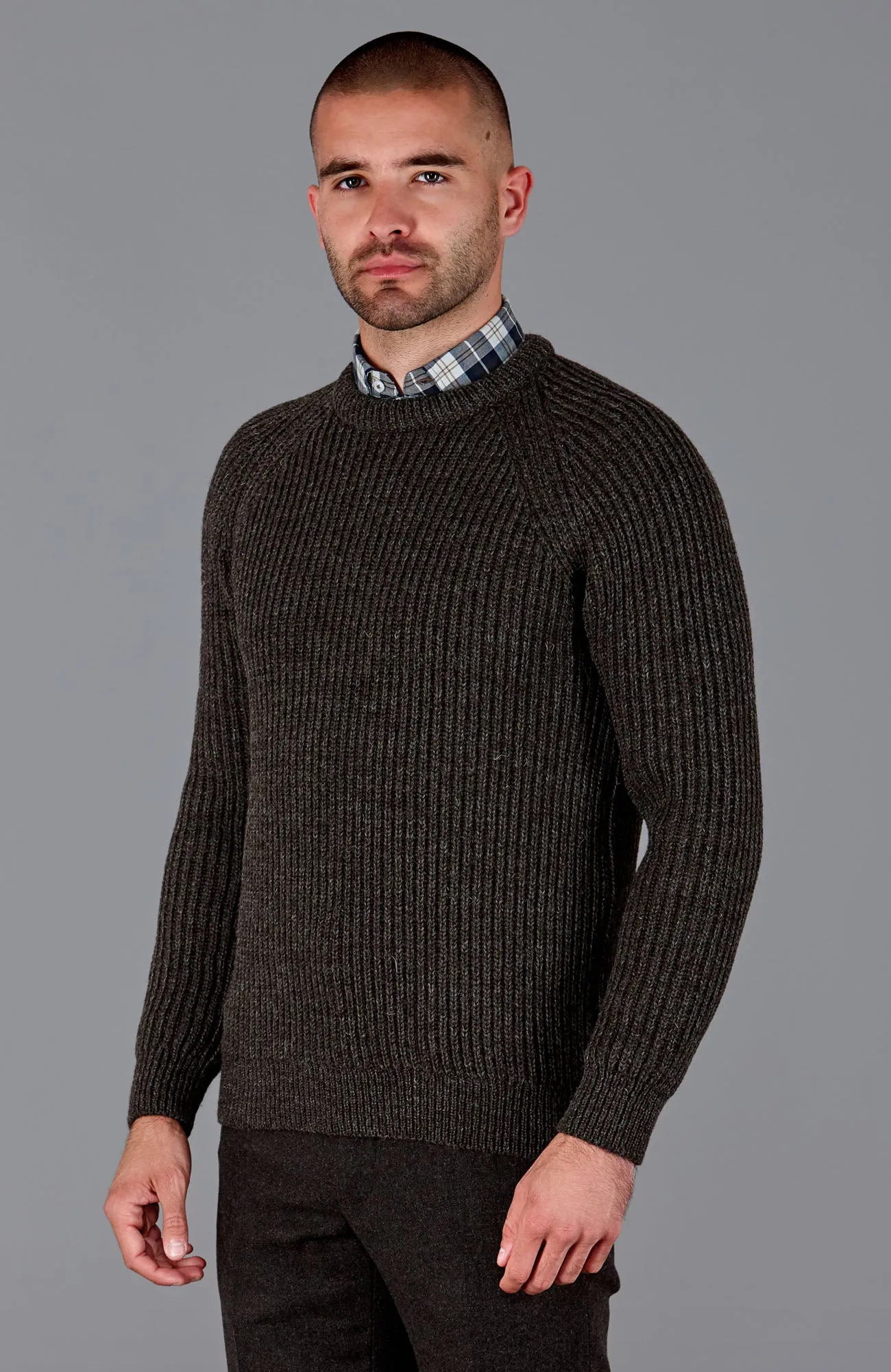 Mens British Wool Heavyweight Ribbed Jumper