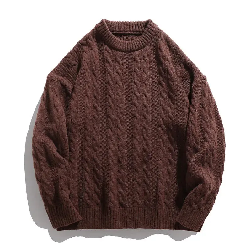 Men's Round Neck Loose Twisted Sweater Couple