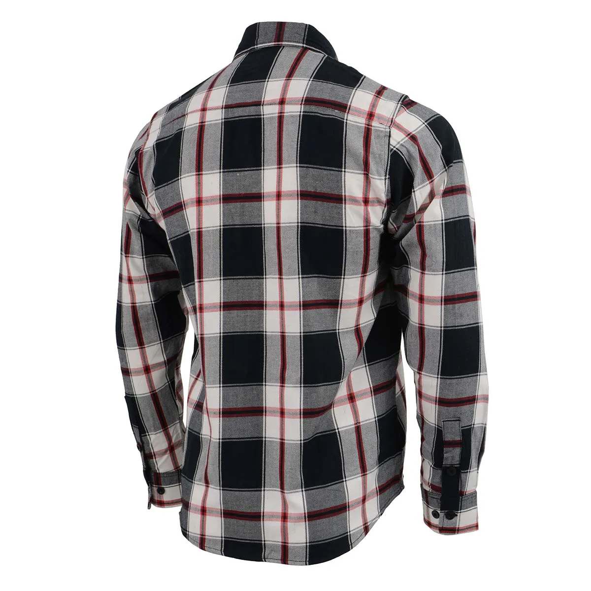 Milwaukee Leather Men's Flannel Plaid Shirt Black and White with Red Long Sleeve Cotton Button Down Shirt MNG11625