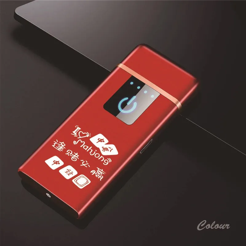 New Windproof Fingerprint Touch USB Lighter With LED Power Display Charging Lighter Ultra-thin Double-Sided Heating Wire