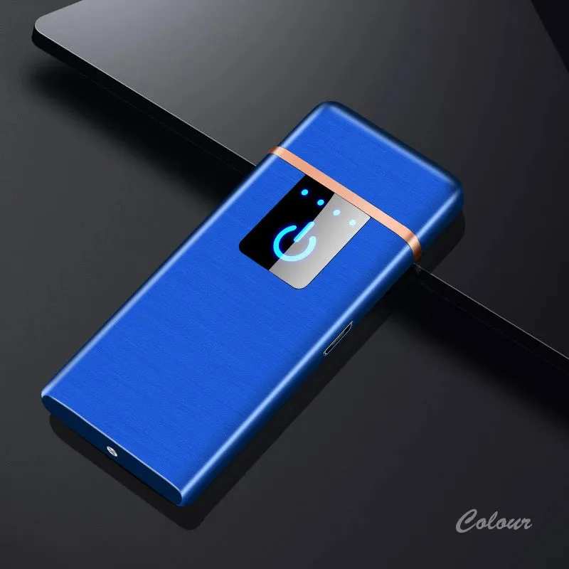 New Windproof Fingerprint Touch USB Lighter With LED Power Display Charging Lighter Ultra-thin Double-Sided Heating Wire